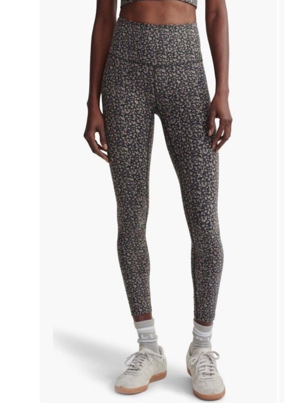 Varley Let's Move High Waist Tights Twilight Feather Leggings Brown Small $98